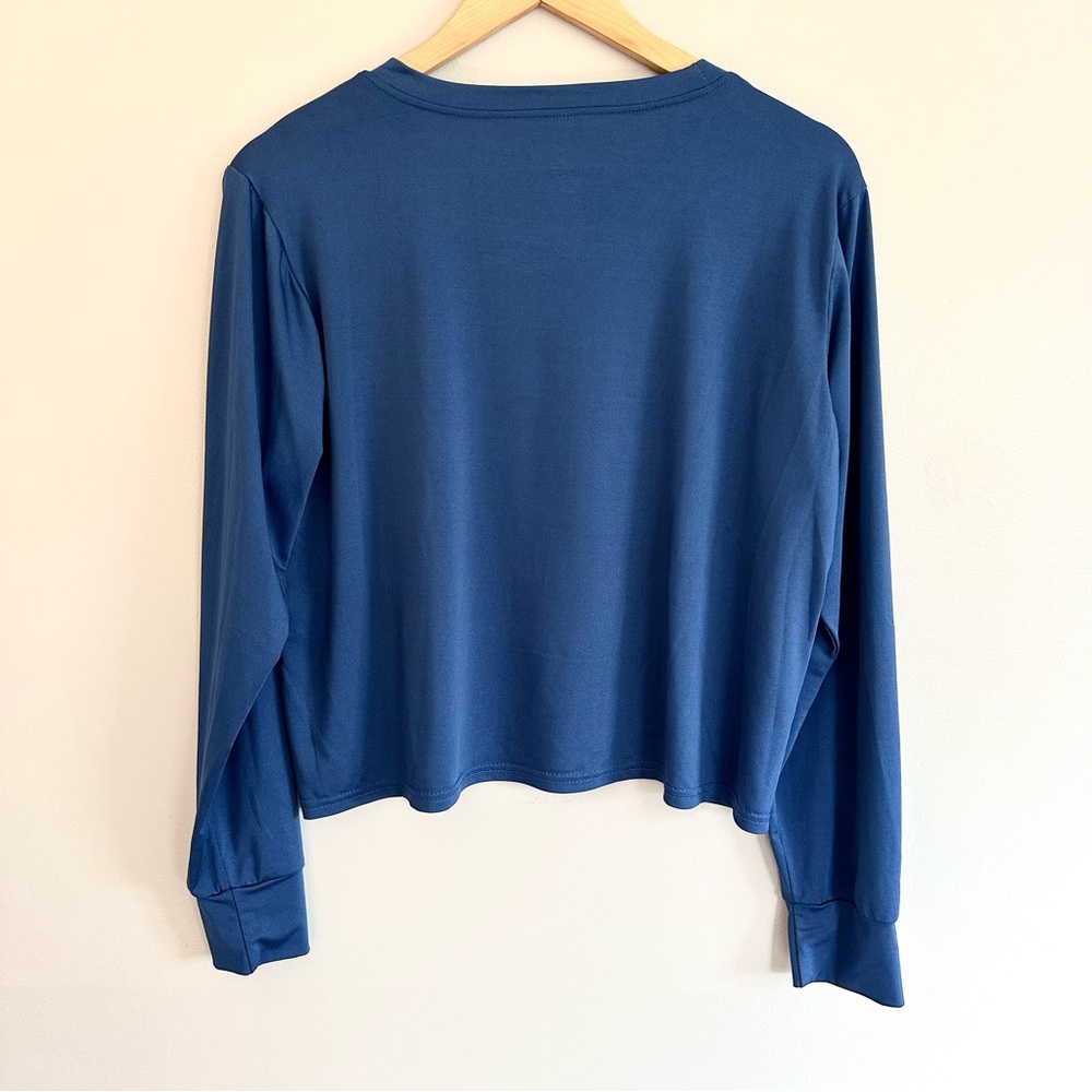 Essentials Women's Long-Sleeve Crewneck Top - Blue - Picture 2 of 3